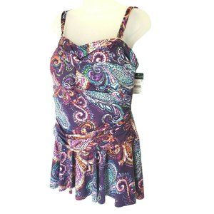Ralph Lauren Purple Captiva Paisley One Piece Swim